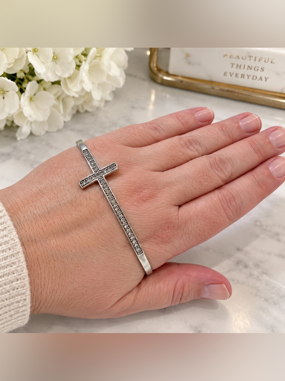 Bangle‎ Hand Cuff Silver Cross Bracelet for HAND